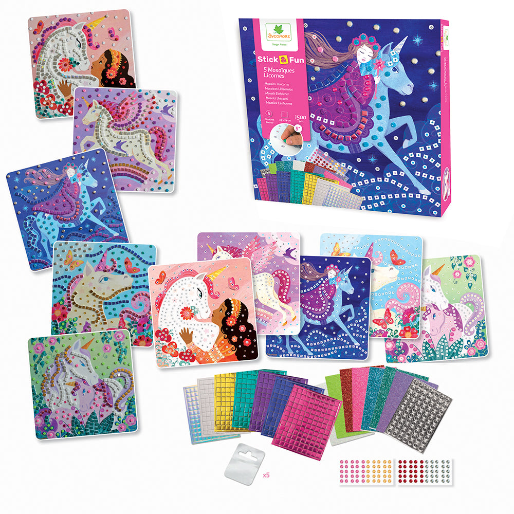 Stick'N Fun - Large 5 Mosaics Unicorns