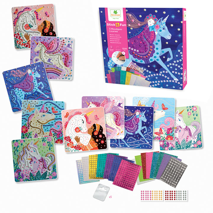 Stick'N Fun - Large 5 Mosaics Unicorns