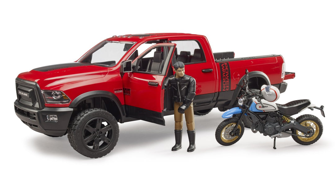 RAM 2500 Power Wagon with Scrambler Ducati Desert Sled and Driver