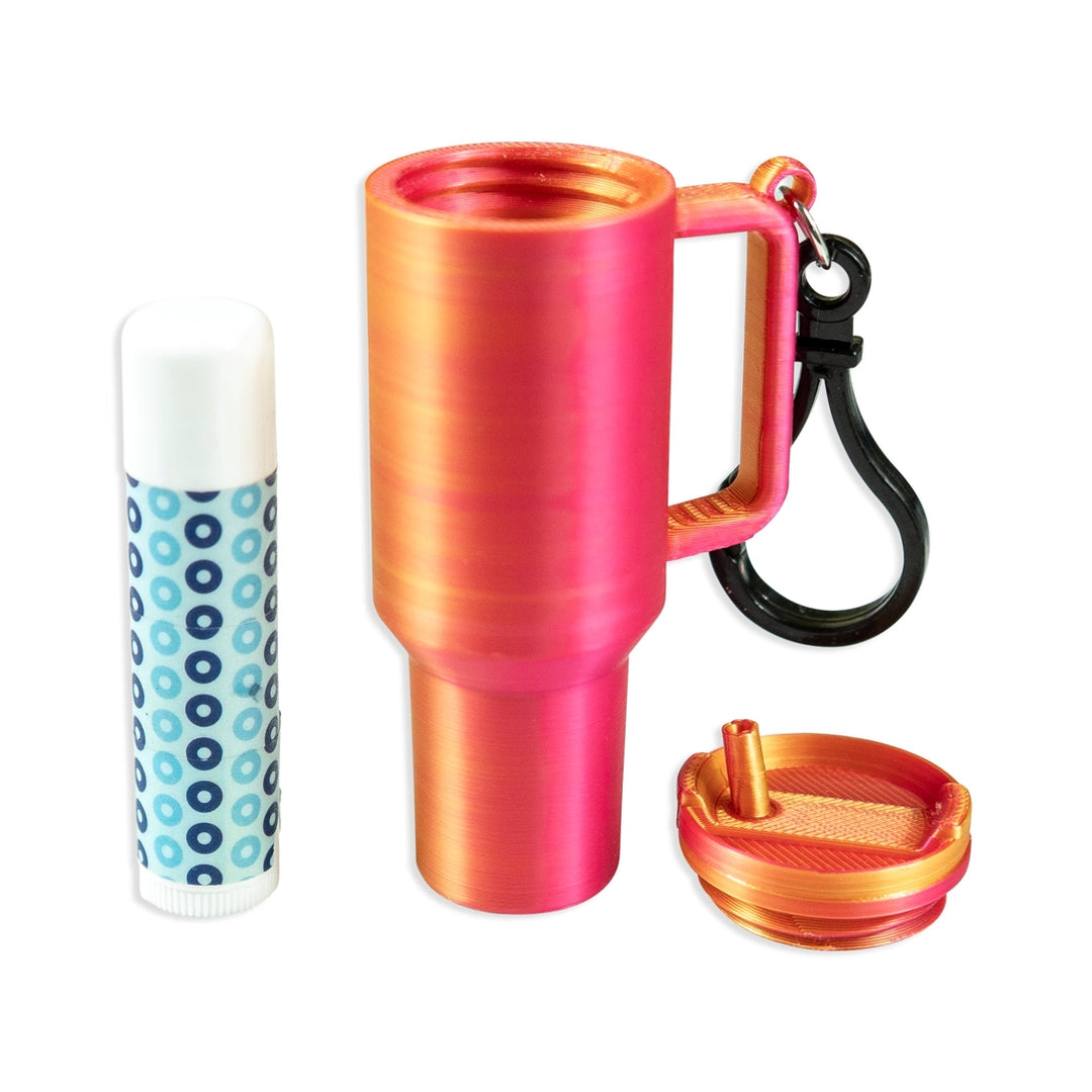 3D Printed Tumbler Lip Balm Holder Keychain