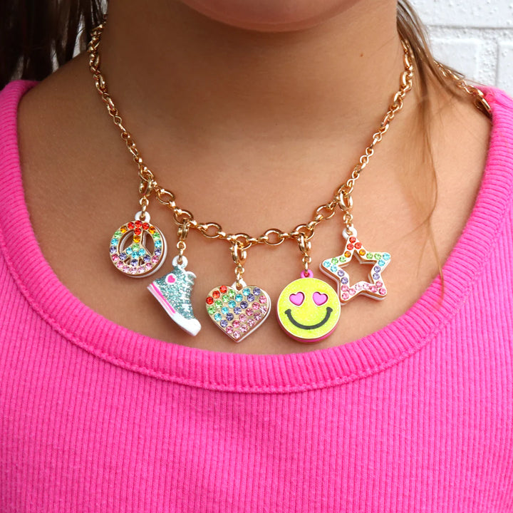 CHARM IT! Gold Rainbow Sparkle Heart Charm