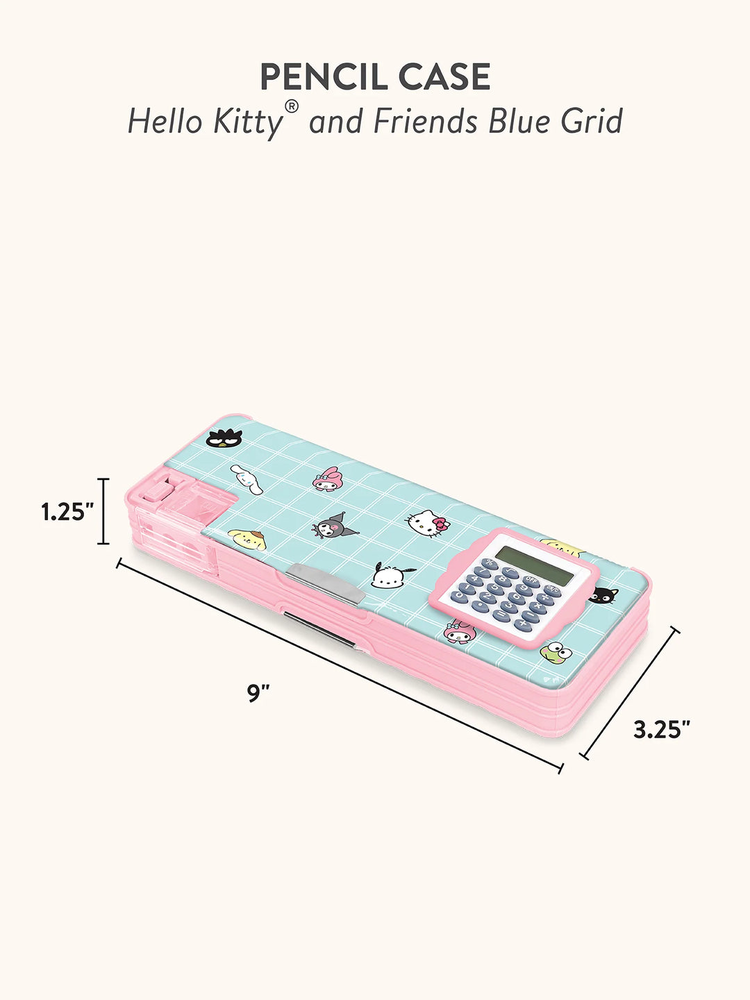 Hello Kitty and Friends Blue Grid Pencil Case