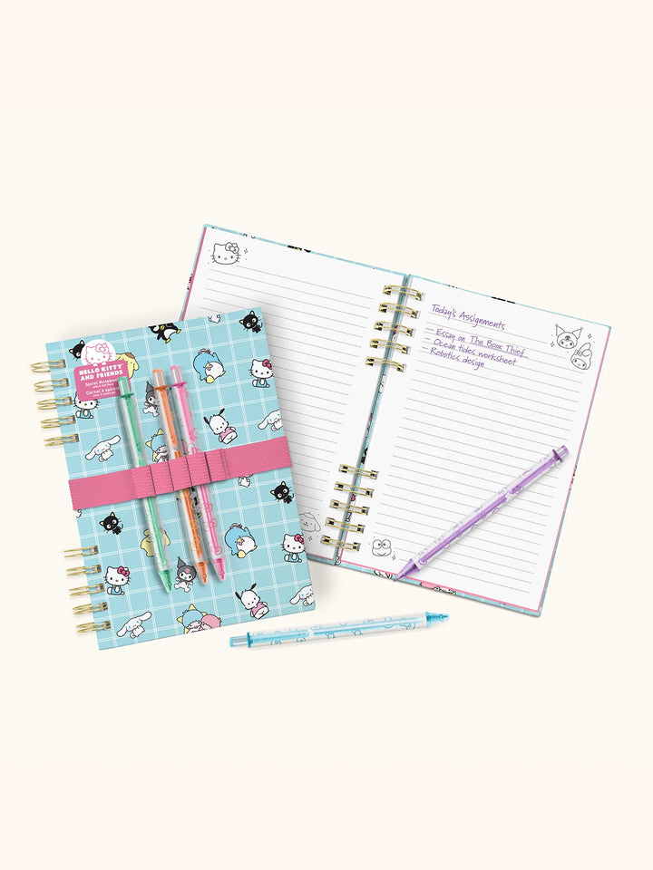 Hello Kitty and Friends Blue Grid Harper Notebook & Pen Set