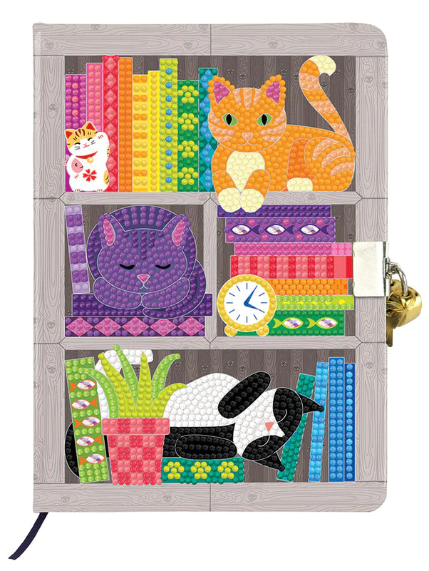 Crystal Art Secret Diary Kit: Rainbow Cat Library