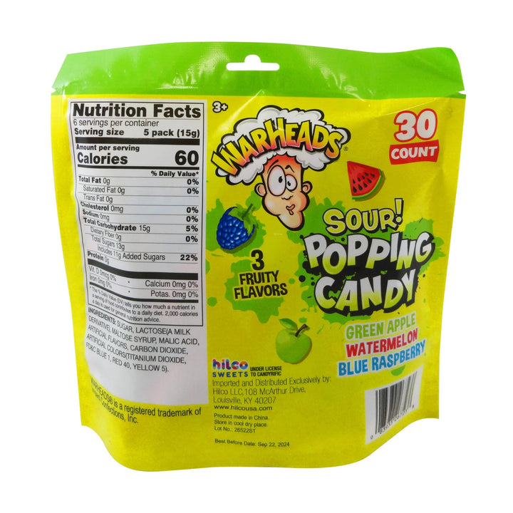 Warheads Sour Popping Candy 30 CT