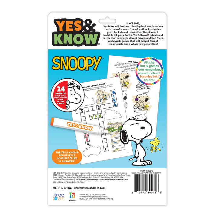 The Original Yes &amp; Know® Peanuts Snoopy Invisible Ink Book