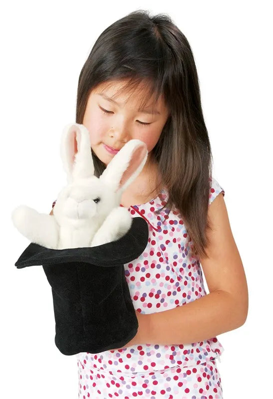 Folkmanis Rabbit In Hat Hand Puppet