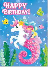 Seahorse Unicorn Birthday Card