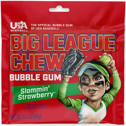 Big League Chew Slammin Strawberry  Bubble Gum