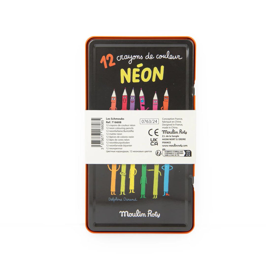 Schmouks - 12 Neon Colouring Pencils by Moulin Roty