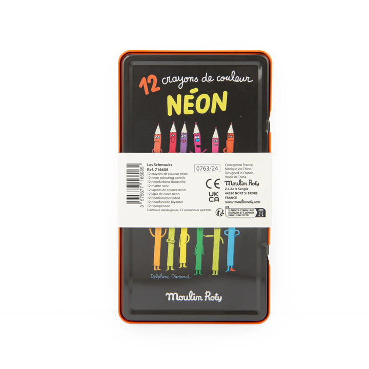 Schmouks - 12 Neon Colouring Pencils by Moulin Roty