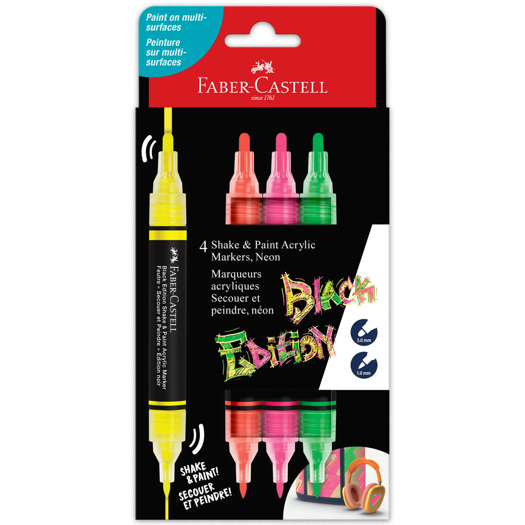 Faber-Castell Black Edition Shake & Paint Neon Markers