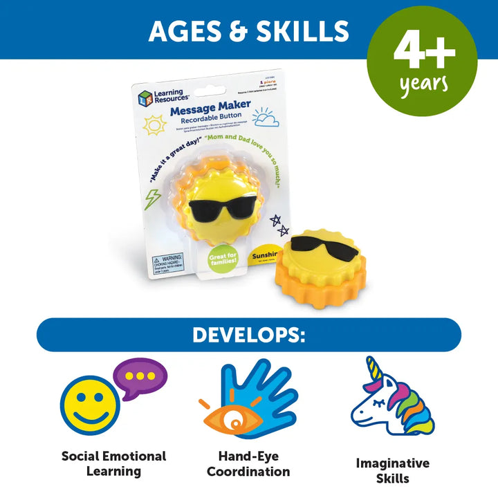 Message Maker Recordable Button- Sun