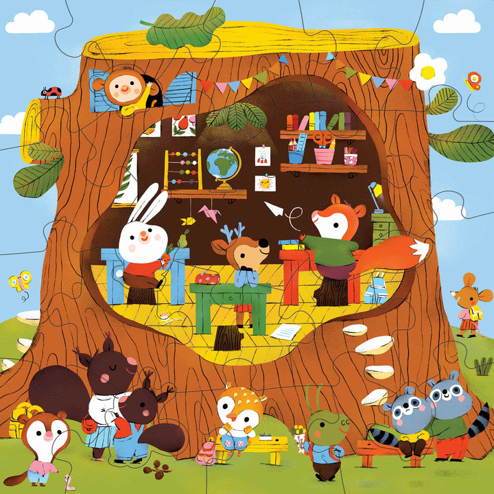 Forest School 25 Piece Floor Puzzle With Shaped Pieces