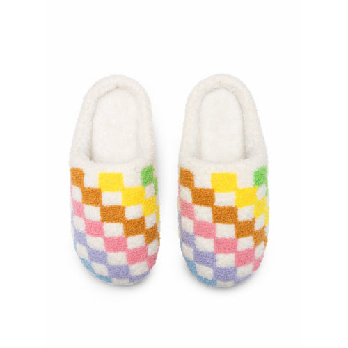 Living Royal Teen/Adult Slide Slippers: Rainbow Checker