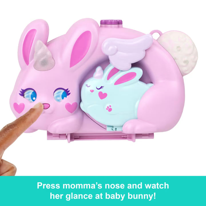 Polly Pocket Bunny Fun Mom & Baby 2-in-1 Purse Playset
