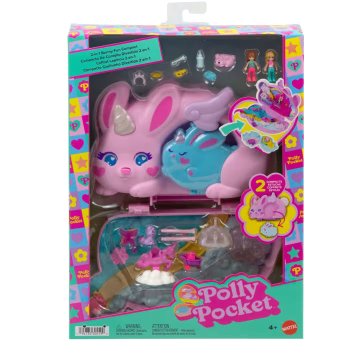 Polly Pocket Bunny Fun Mom & Baby 2-in-1 Purse Playset