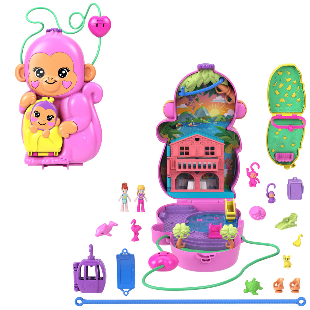 Polly Pocket Monkey Mom &amp; Baby 2-in-1 Purse Playset