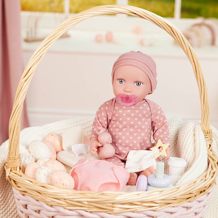 LullaBaby - 14"Baby Doll with Pink Heart Pajamas