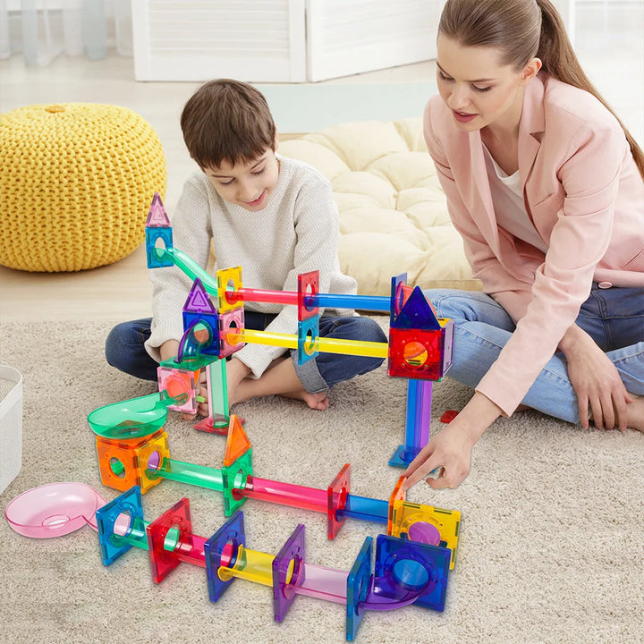 PicassoTiles 71pc Marble Run Building Blocks