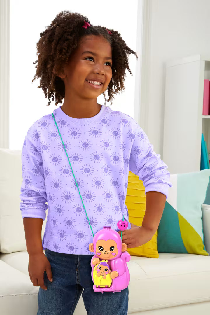 Polly Pocket Monkey Mom &amp; Baby 2-in-1 Purse Playset