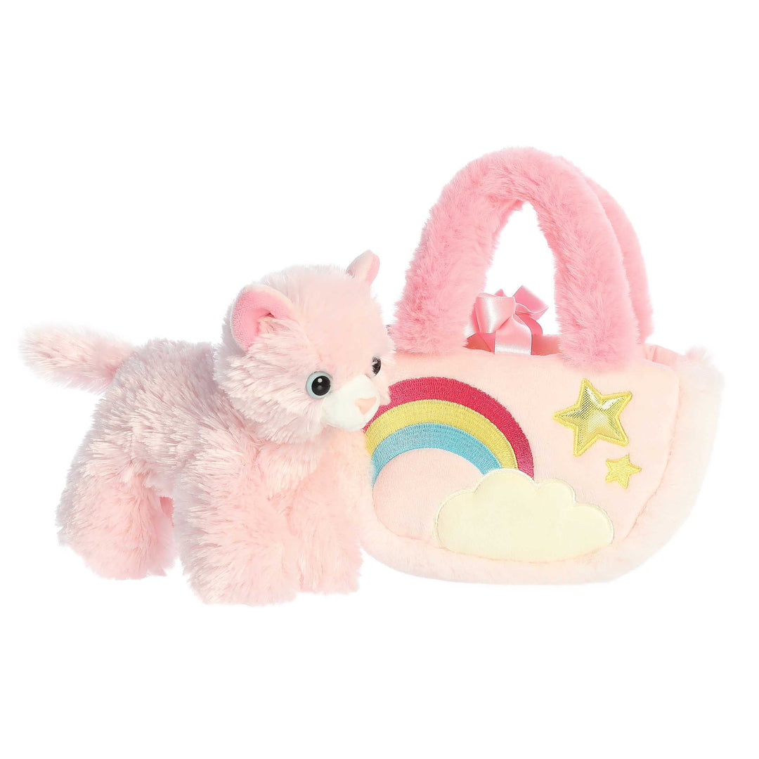 Fancy Pals Pastel Rainbow Kitty 7" Plush & Whimsical Carrier Set