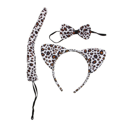 Leopard Headband With Matching Bowtie & Tail