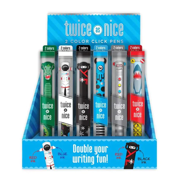Twice As Nice 2-Colour Click Pens- Metallic