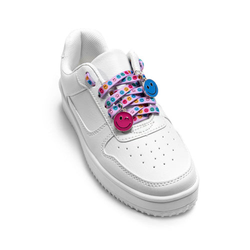 Smiley Shoe Laces & Charm Set