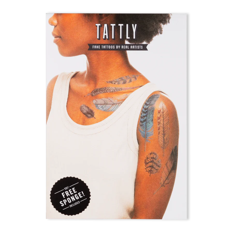 Tattly Watercolor Feather Tattoo Set