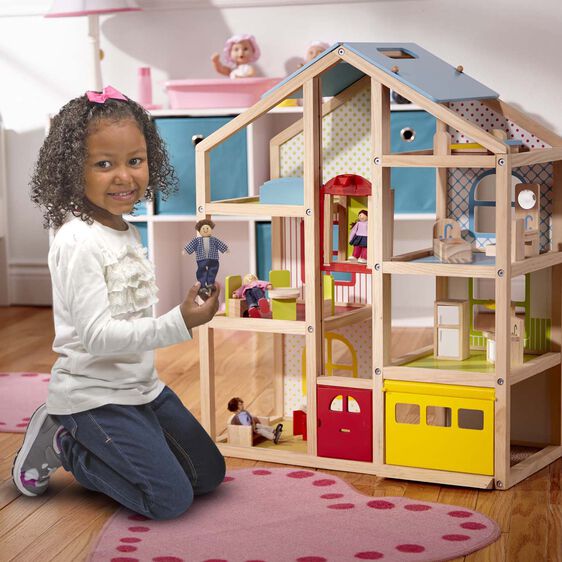 Hi-Rise Wooden Dollhouse and Furniture Set