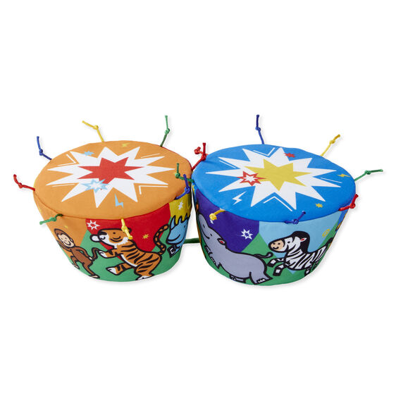 melissa and doug k's kids musical bongos musical sensory toy for ages 6months+ on a white background.