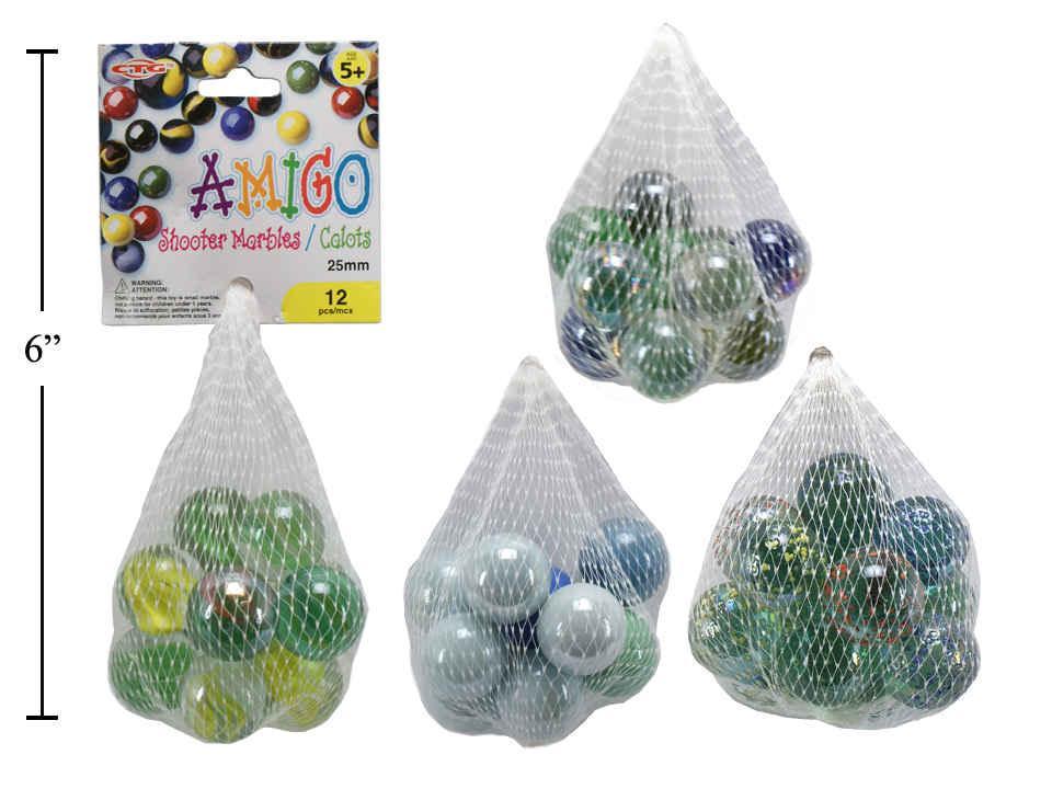 Large Marbles In Mesh Bag 12pc