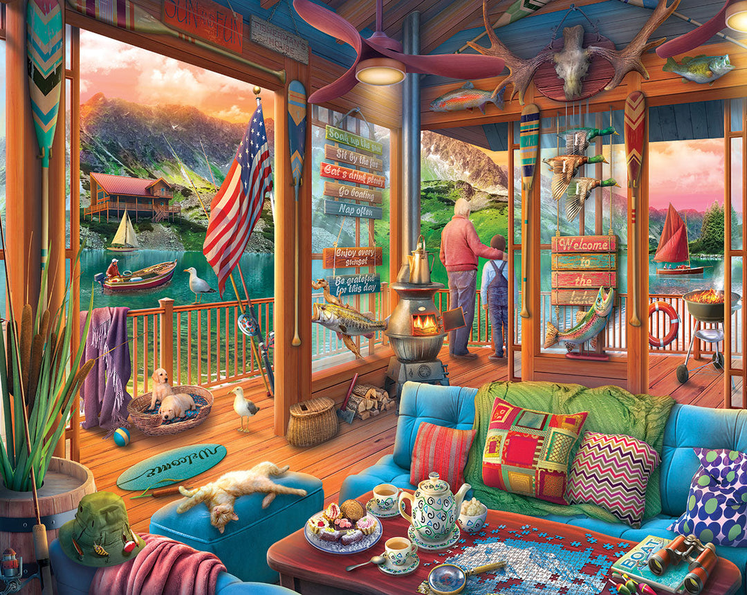 White Mountain Lakeside Cabin 1000pc Puzzle