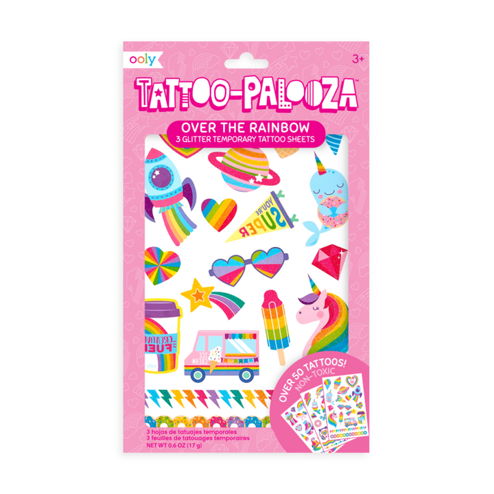 Tattoo-Palooza Temporary Tattoos - Over the Rainbow - 3 Sheets
