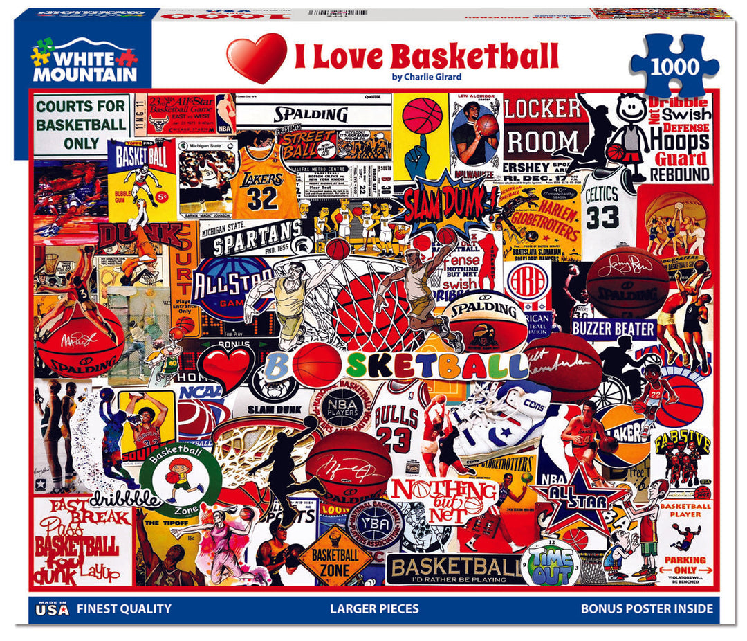 White Mountain I love Basketball 1000pc Puzzle