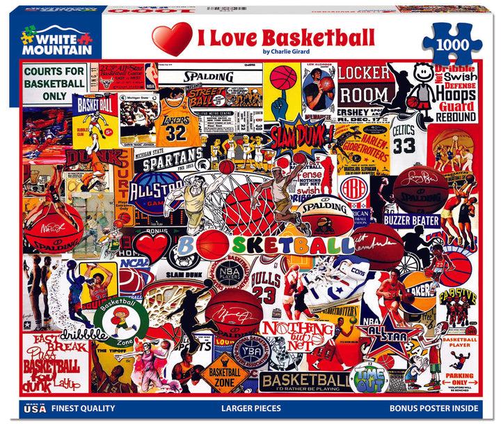 White Mountain I love Basketball 1000pc Puzzle
