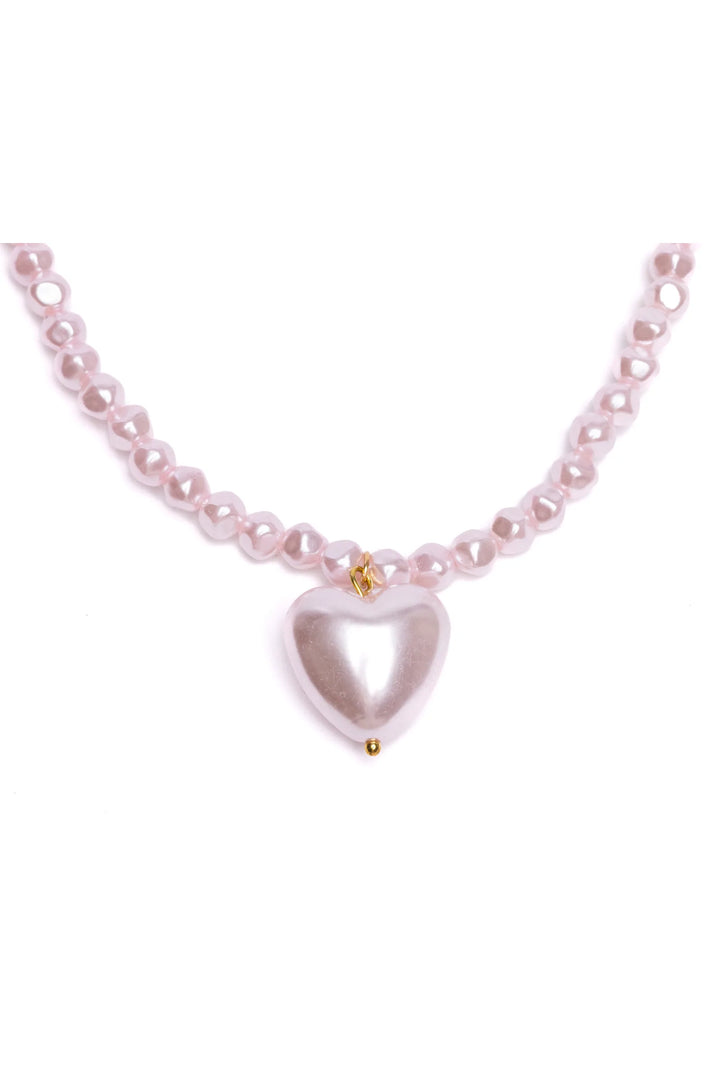 Pink Pearl Heart Necklace