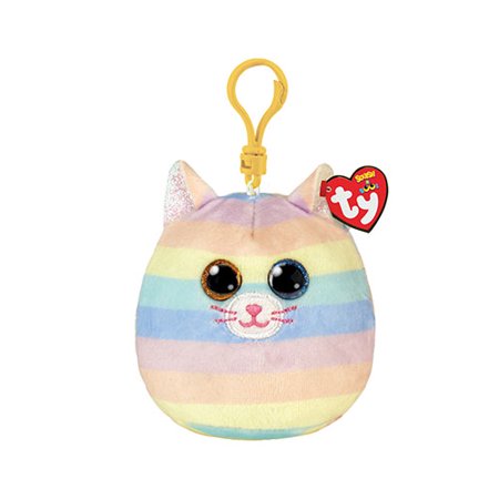 Ty Squish A Boo Heather the Multicolour Cat Keychain Clip