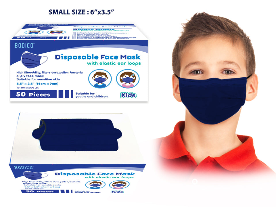 Kids Disposable Face Masks 50 Pack - Red/Navy
