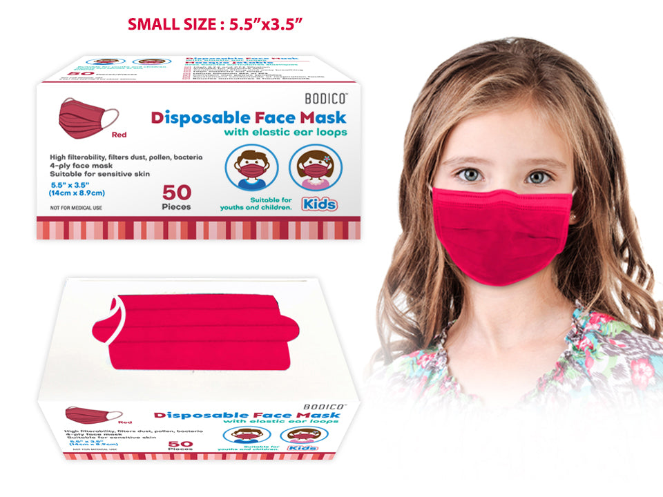 Kids Disposable Face Masks 50 Pack - Red/Navy