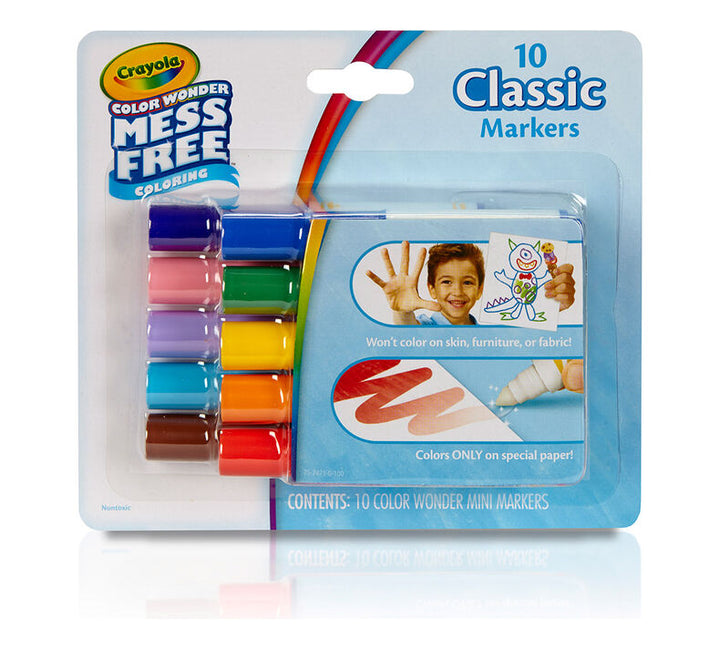 Color Wonder Mess Free Mini Markers Classic Colors 10 Pack