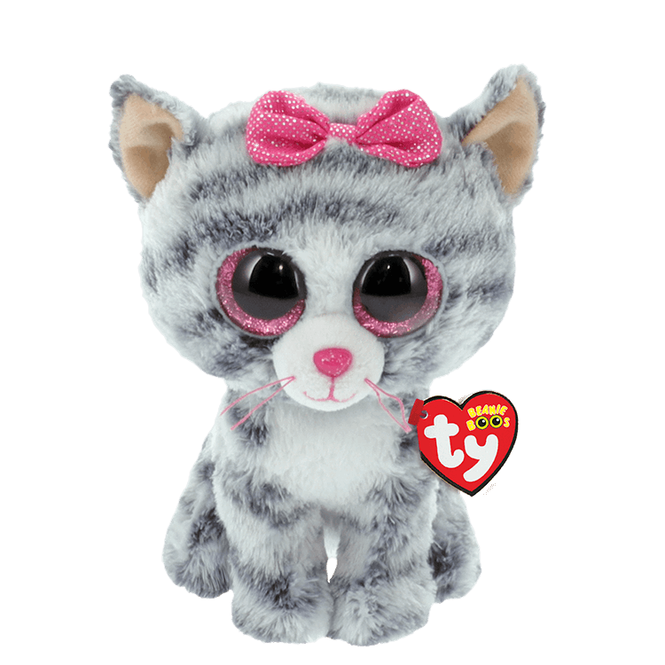 Ty Beanie Boos Kiki the Grey Striped Cat Plush 6"