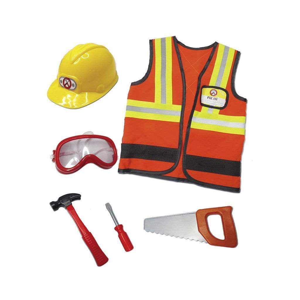 Construction Worker with Accessories Dress Up Costume (Size 5-6)