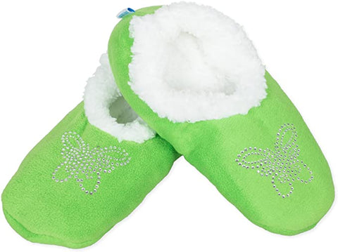 Snoozies Rhinestone Butterfly Kids Fleece Slippers - Size 4-5 - FINAL SALE