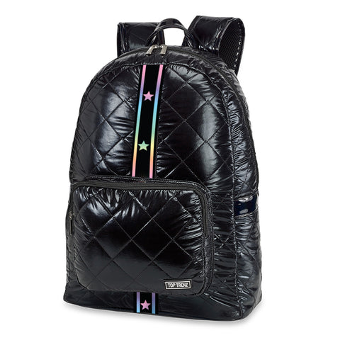 Top Trenz Black Diamond Stitch Backpack Gradient Star Straps