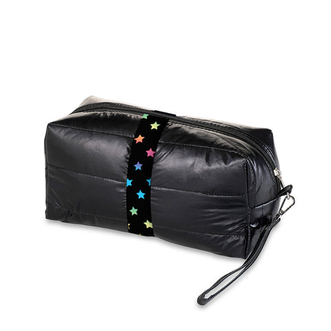 Black Scatter Star Puffer Cosmetic Bag