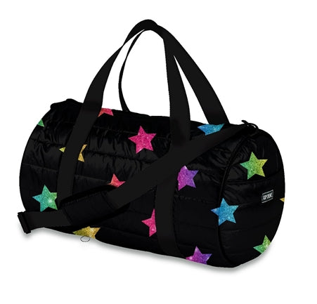 TopTrenz Multi Glitter Star Puffer Duffle Bag