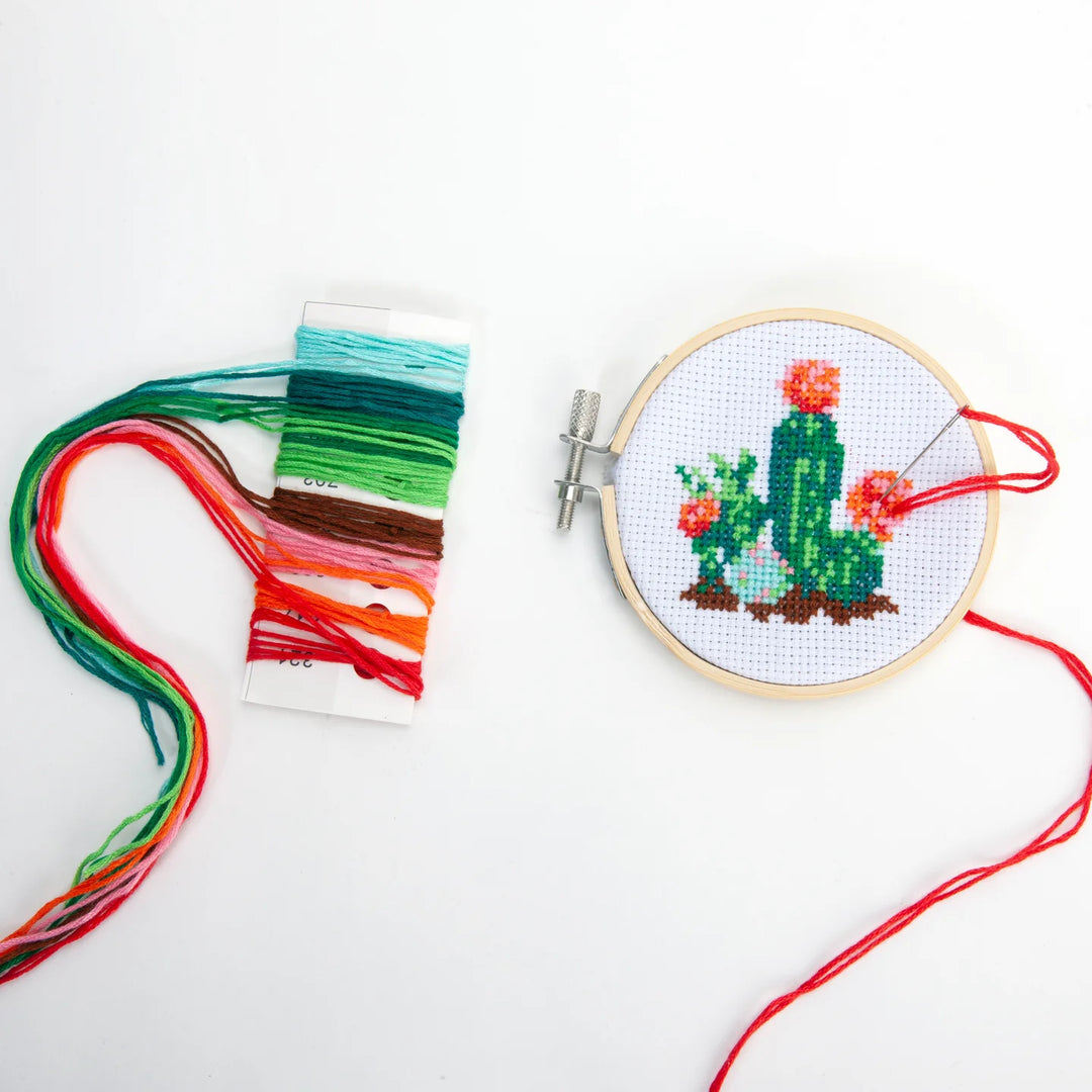 Mini Cross Stitch Embroidery Kit - Cactus