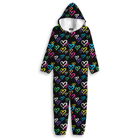 Top Trenz Graffiti Heart Fuzzy One Piece